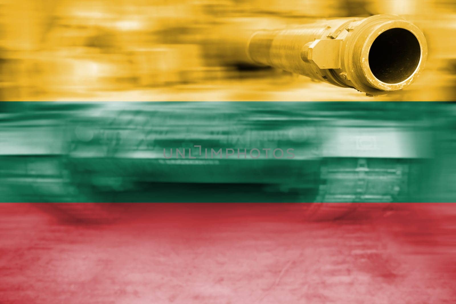military strength theme,motion blur tank with lithuania flag
