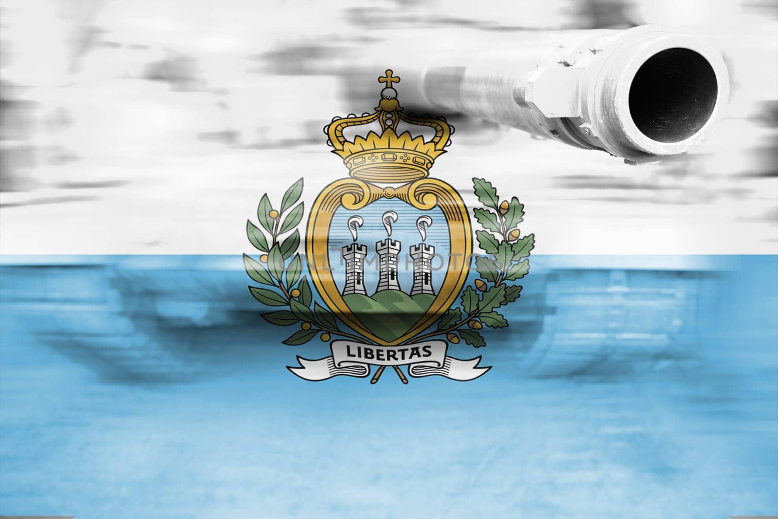 military strength theme,motion blur tank with san marino flag