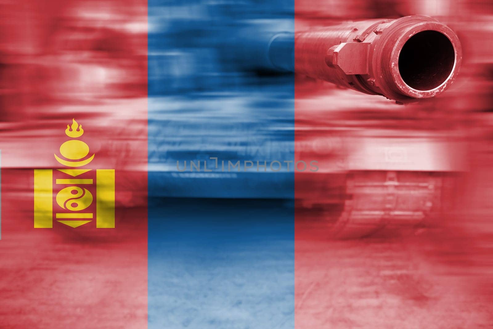 military strength theme,motion blur tank with mongolia flag