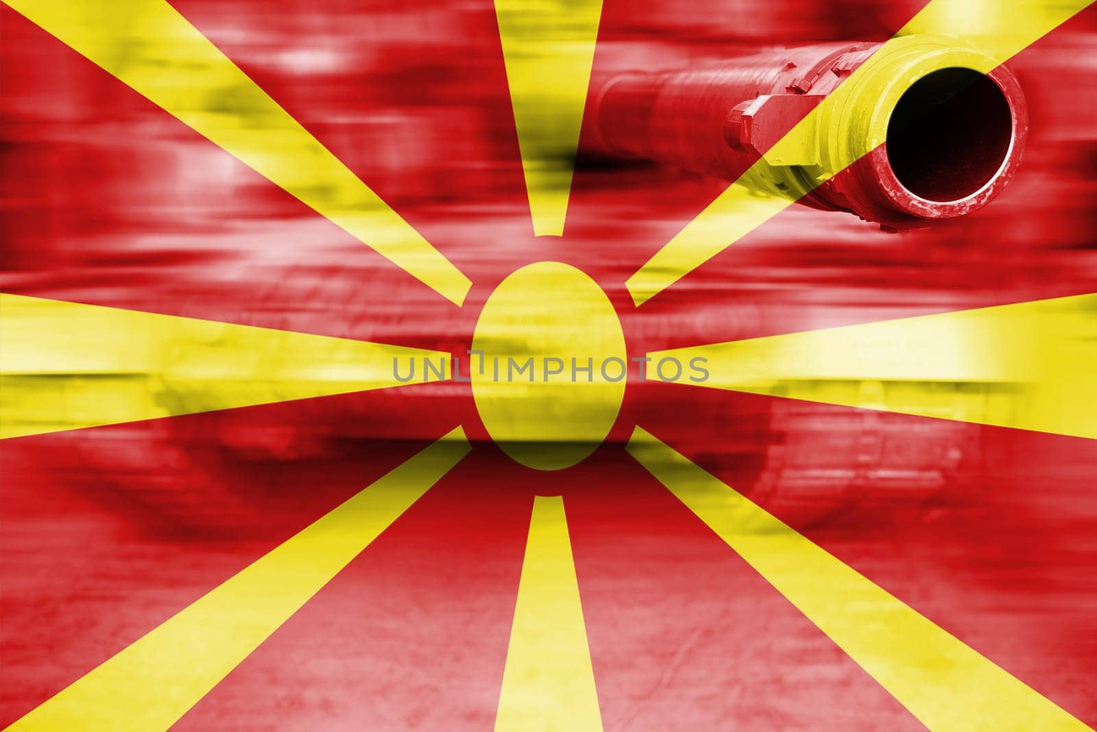 military strength theme,motion blur tank with macedonia flag