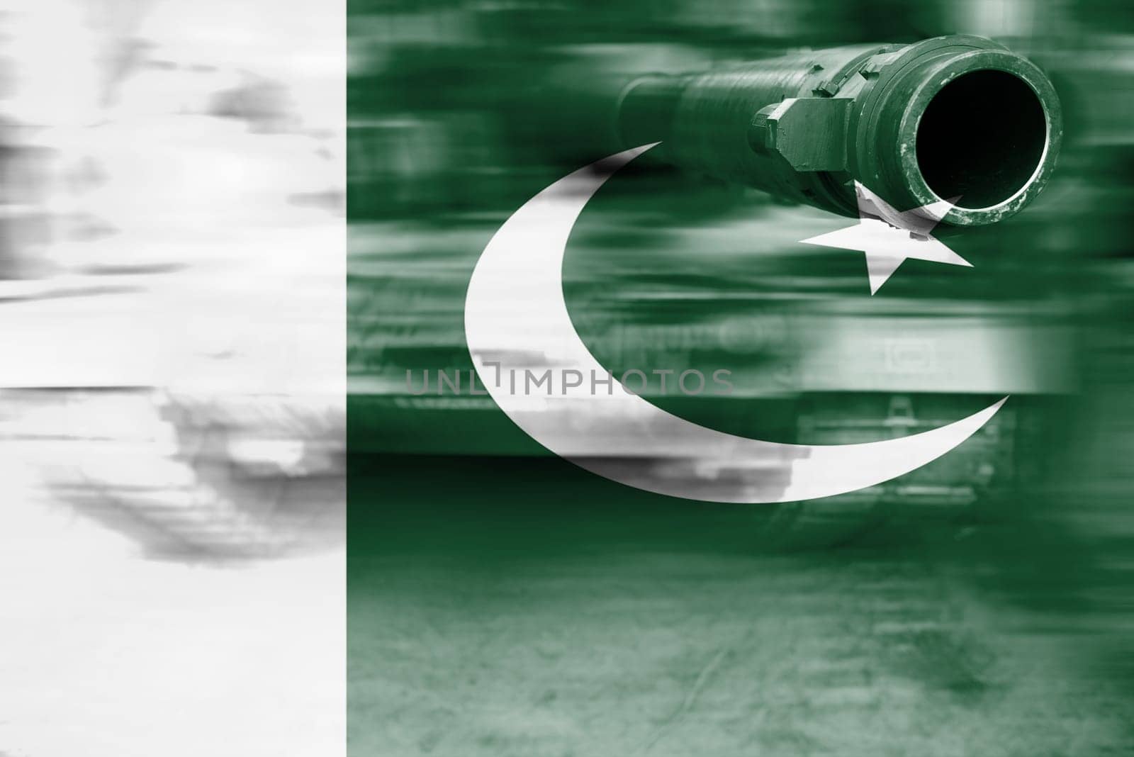 military strength theme,motion blur tank with pakistan flag