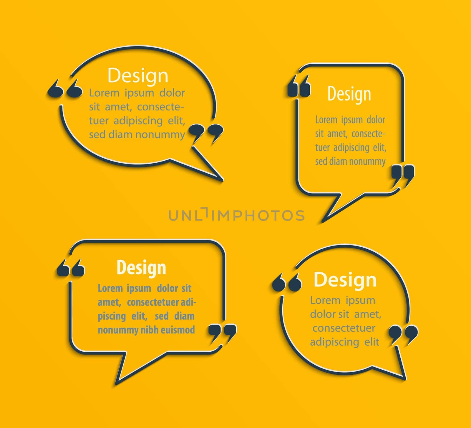 Set of Quote bubbles and templates. Print design. Quote form.For business,information, and text.