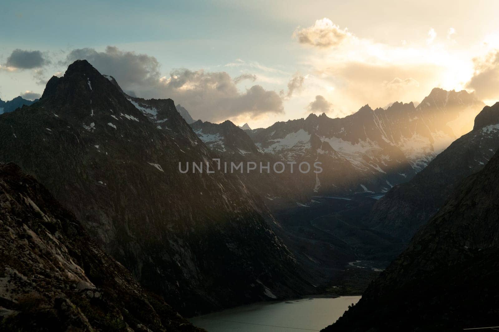 Grimselpass in Bernese Alps connects Bern and Valais
