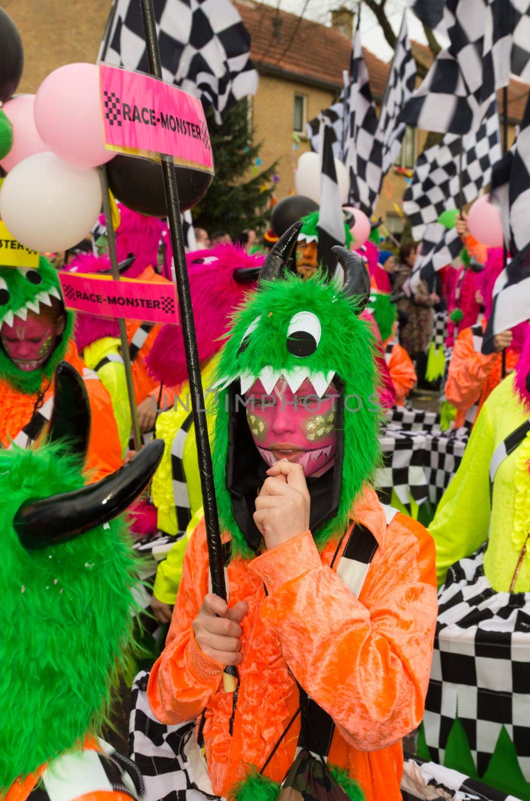 OLDENZAAL, NETHERLANDS - FEBRUARY 7, 2016: Unknown person in funny carnival dress during the annual carnival parade