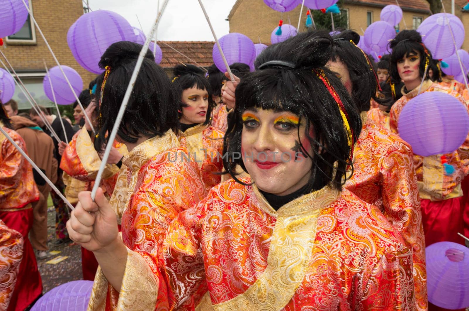 OLDENZAAL, NETHERLANDS - FEBRUARY 7, 2016: Unknown person in funny carnival dress during the annual carnival parade