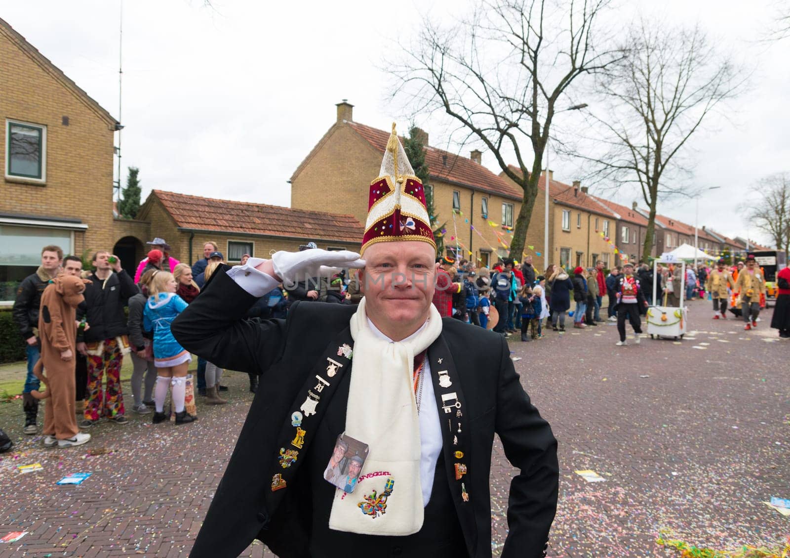 OLDENZAAL, NETHERLANDS - FEBRUARY 7, 2016: Unknown person in funny carnival dress during the annual carnival parade