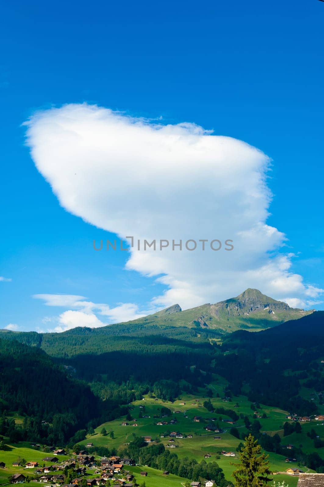 Swiss Alps - snow capped mountains and deep valleys, stunning view, breath-taking panorama