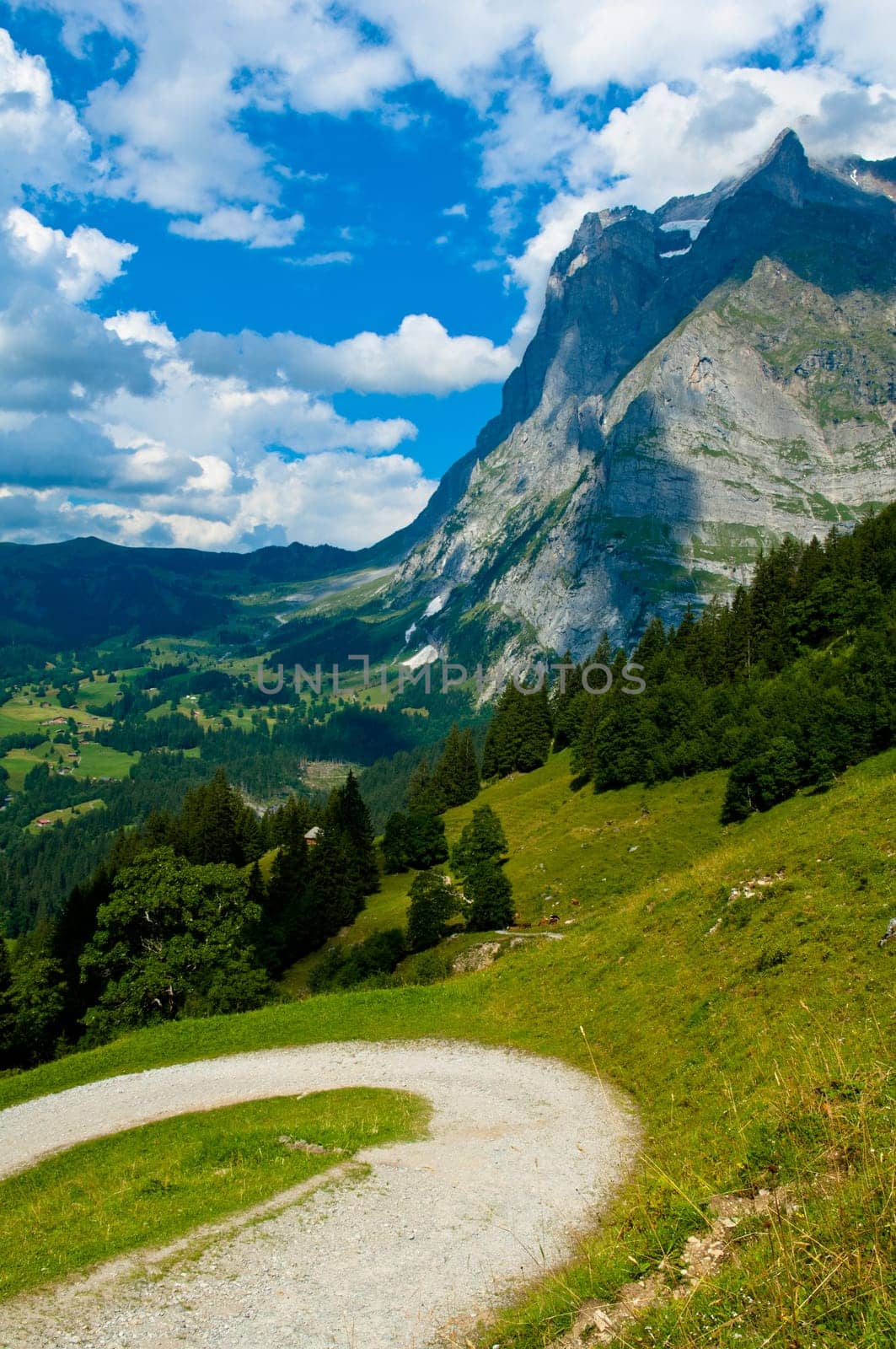 Swiss Alps - snow capped mountains and deep valleys, stunning view, breath-taking panorama