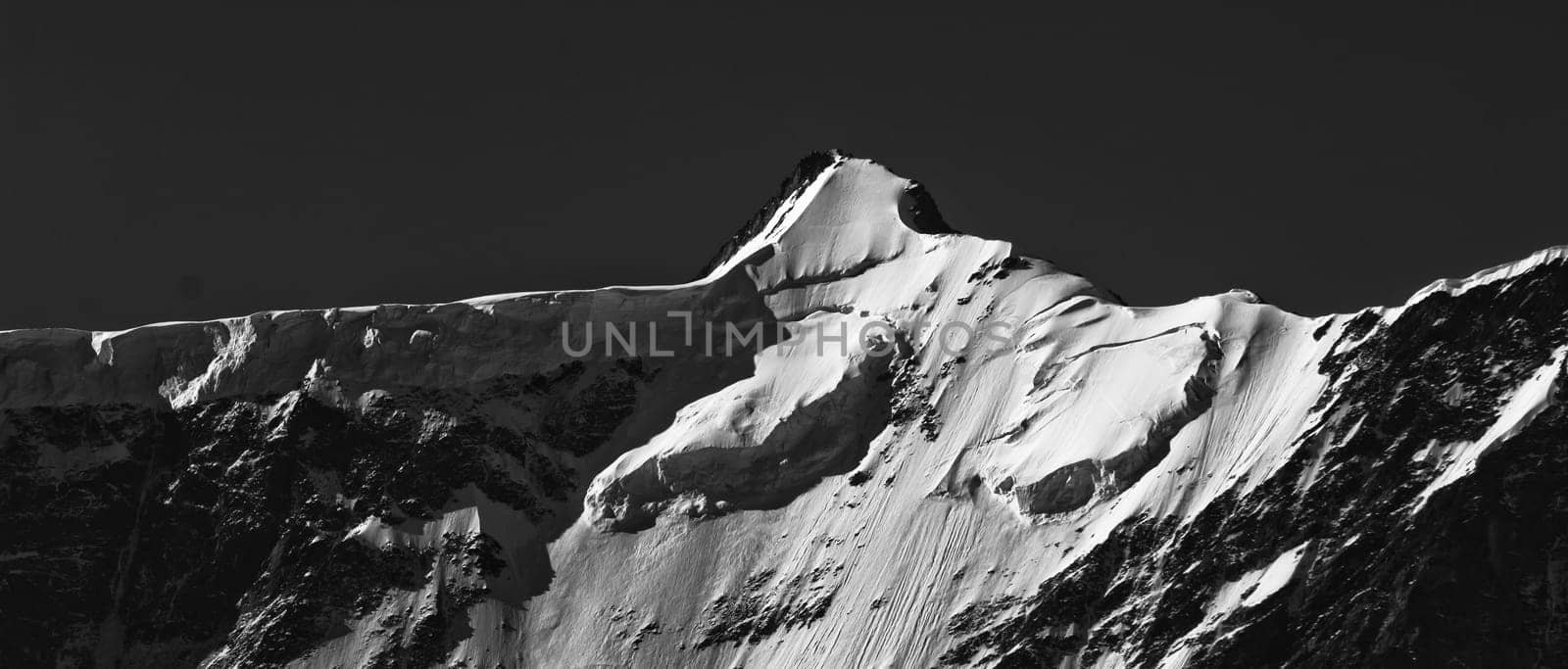Swiss Alps - snow capped mountains and deep valleys, stunning view, breath-taking panorama