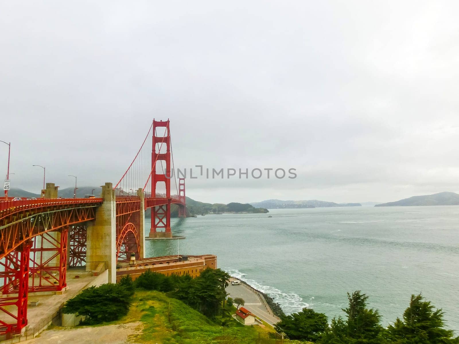 The gate bridge over sea in a fog in San Francisco