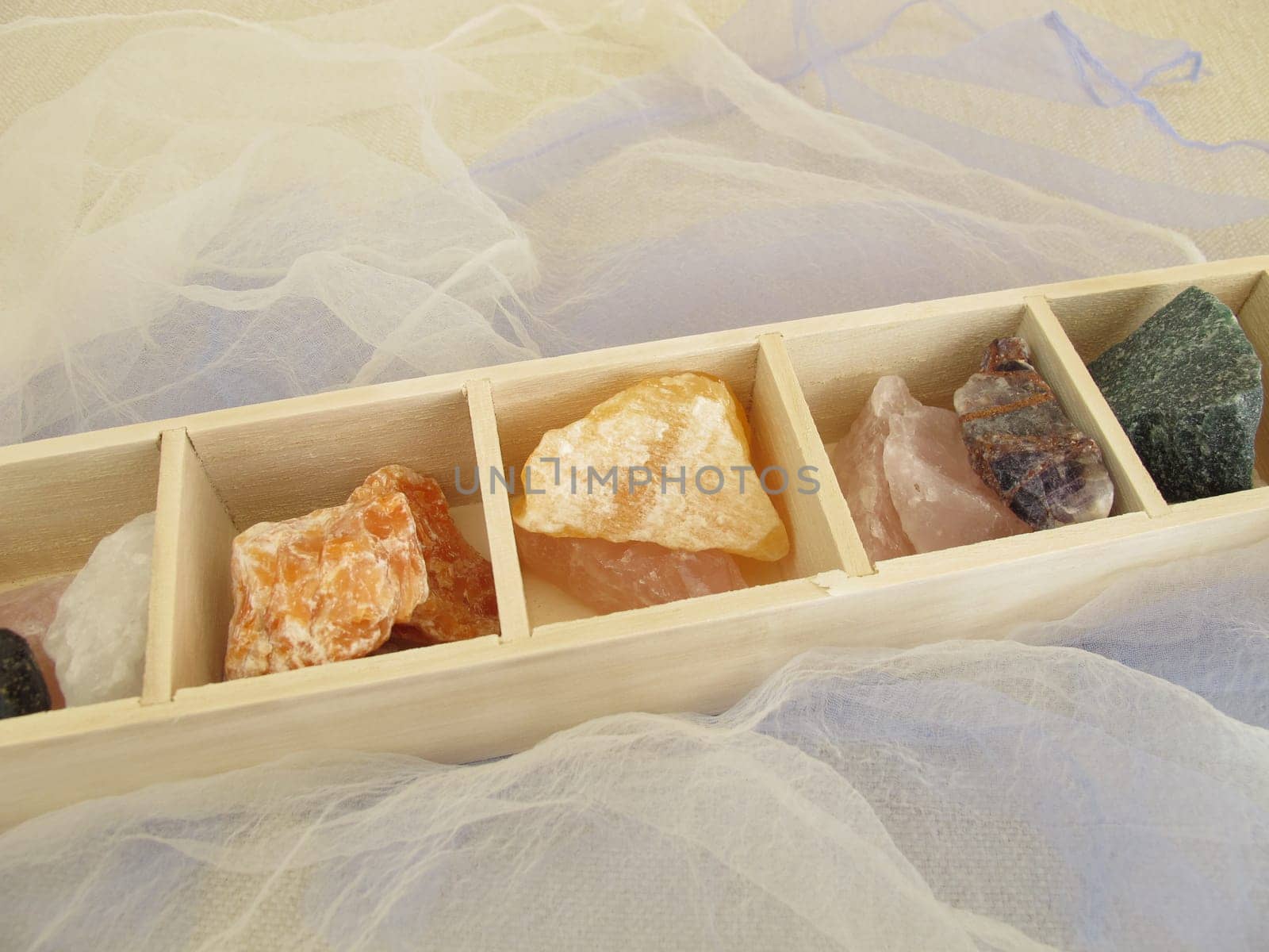 Health stones in a wooden box