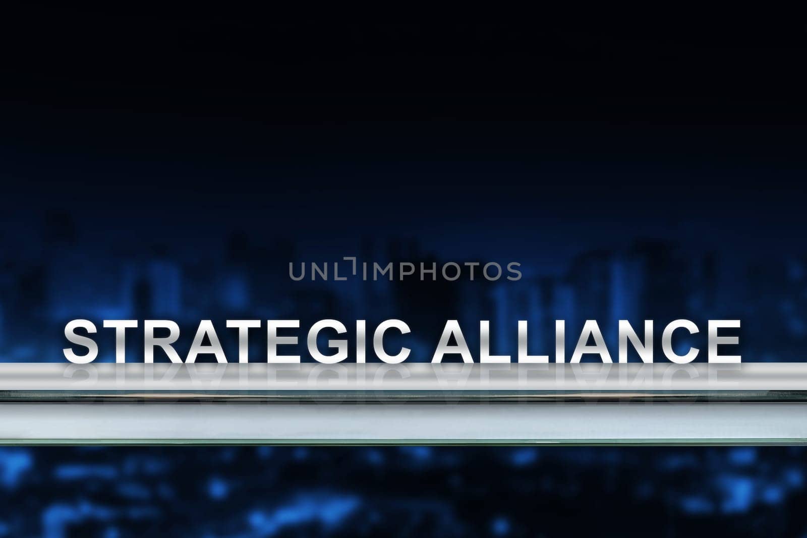 strategic alliance on metal railing with blurred background