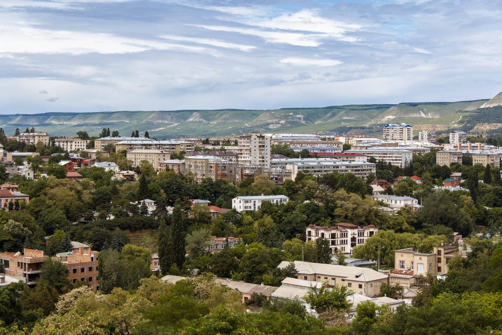 View of the city with mountains on background