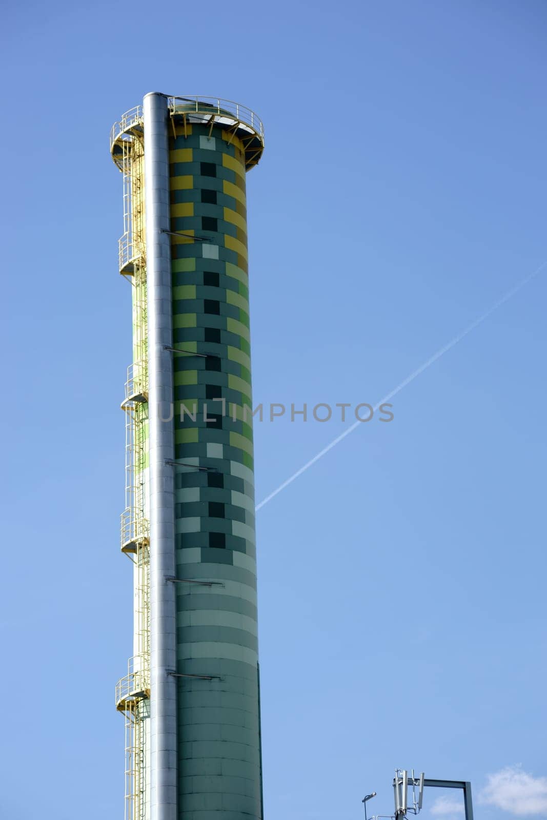 The chimneys and industrial buildings of a power plant.