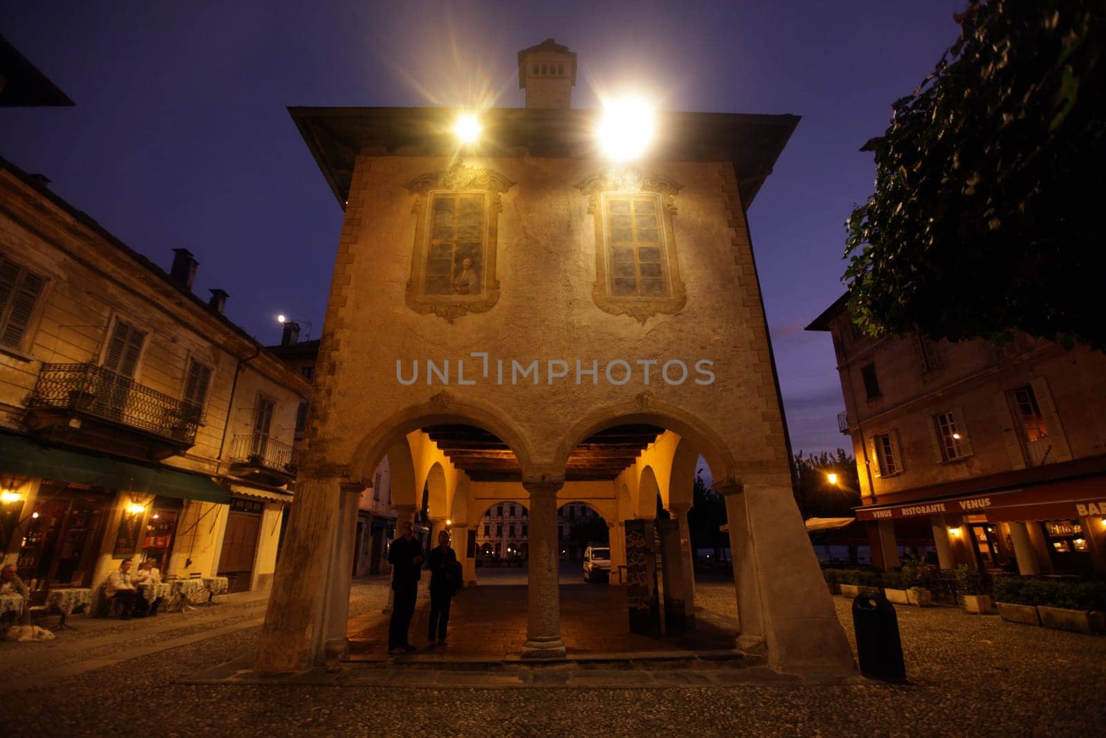 The Square in the Fishingvillage of Orta on the Lake Orta in the Lombardia in north Italy.