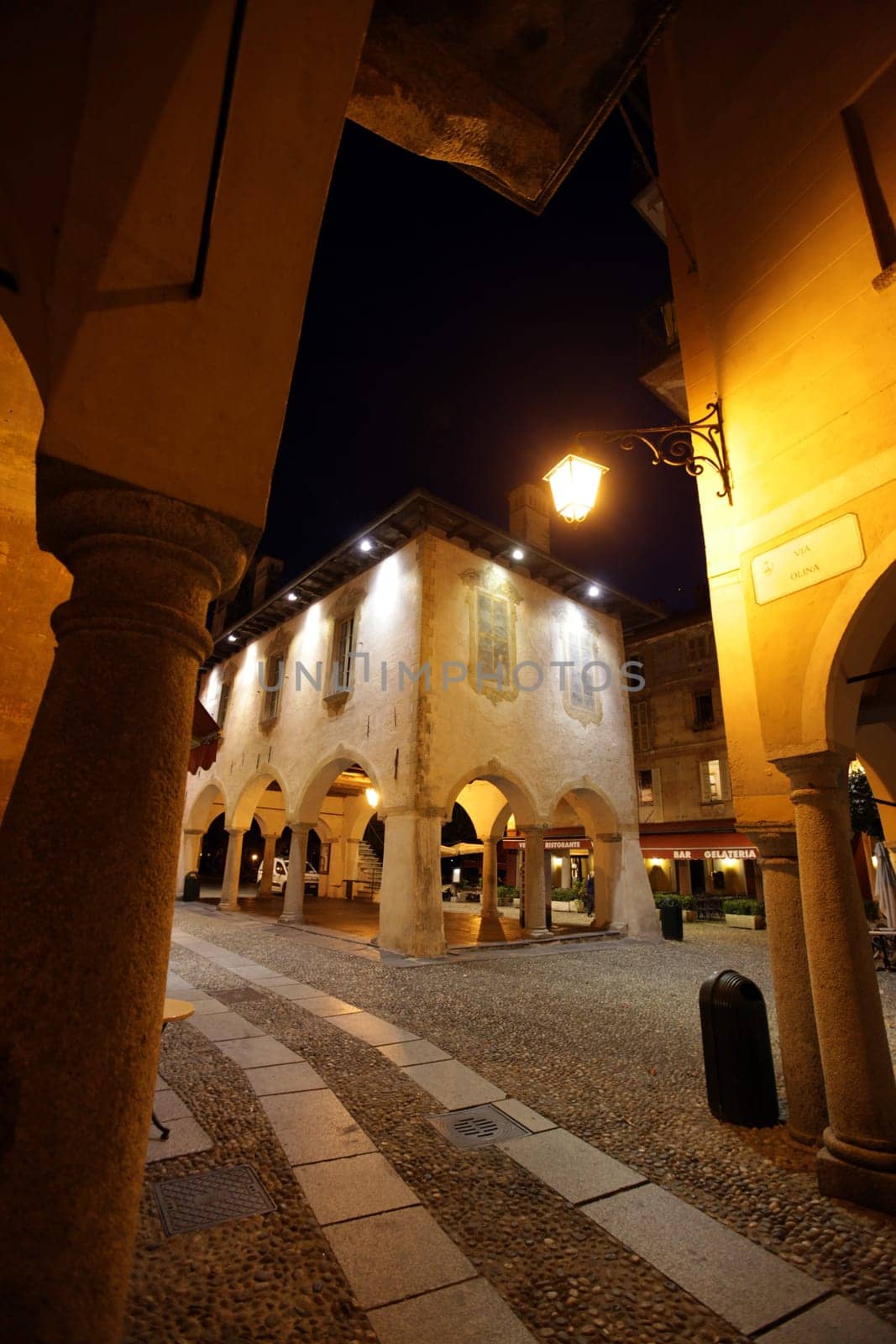 The Square in the Fishingvillage of Orta on the Lake Orta in the Lombardia in north Italy.