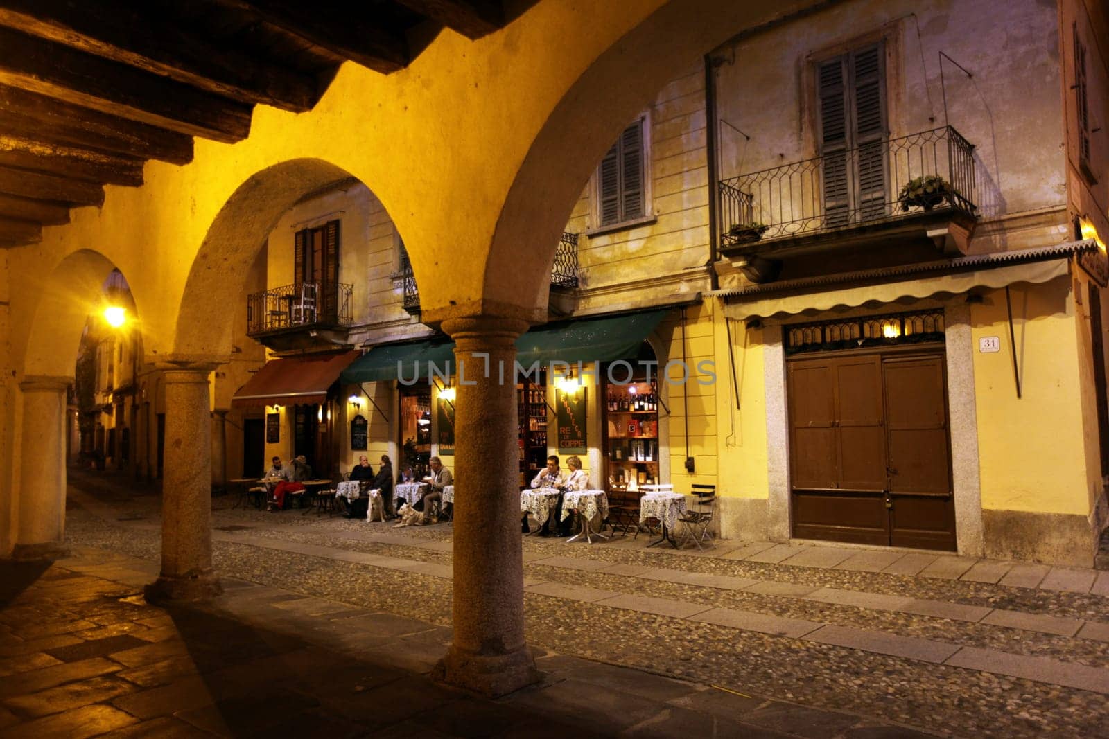 The Square in the Fishingvillage of Orta on the Lake Orta in the Lombardia in north Italy.