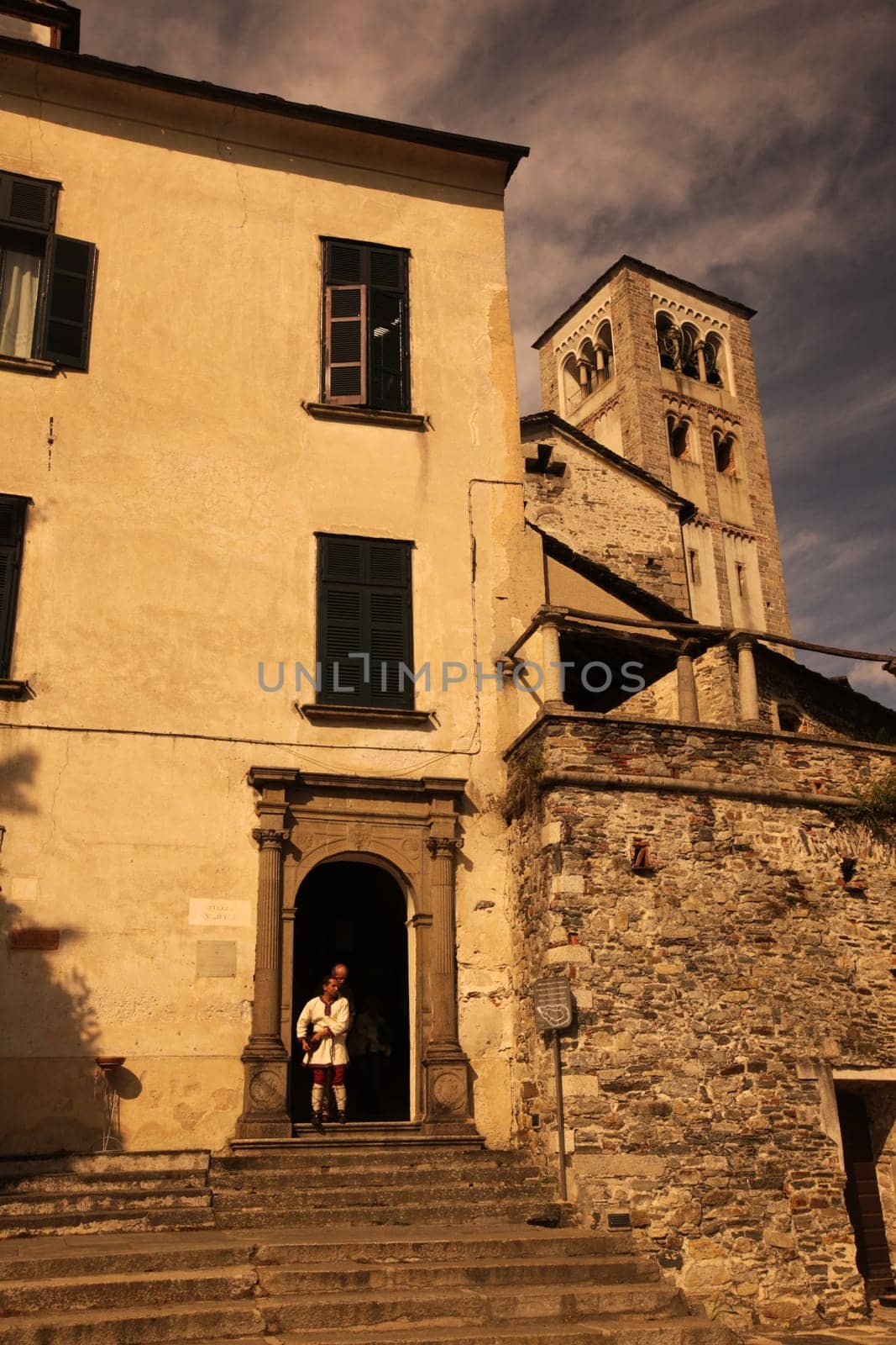 The church of Isola San Giulio in the Ortasee outside of the Fishingvillage of Orta on the Lake Orta in the Lombardia  in north Italy.