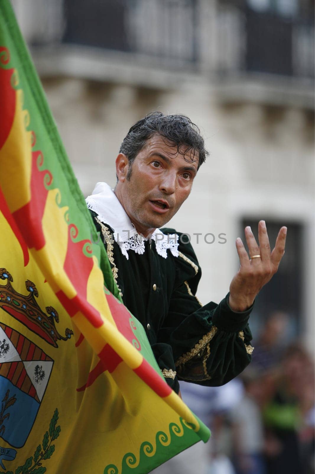 a history ceremony in the old town of Siracusa in Sicily in south Italy in Europe.