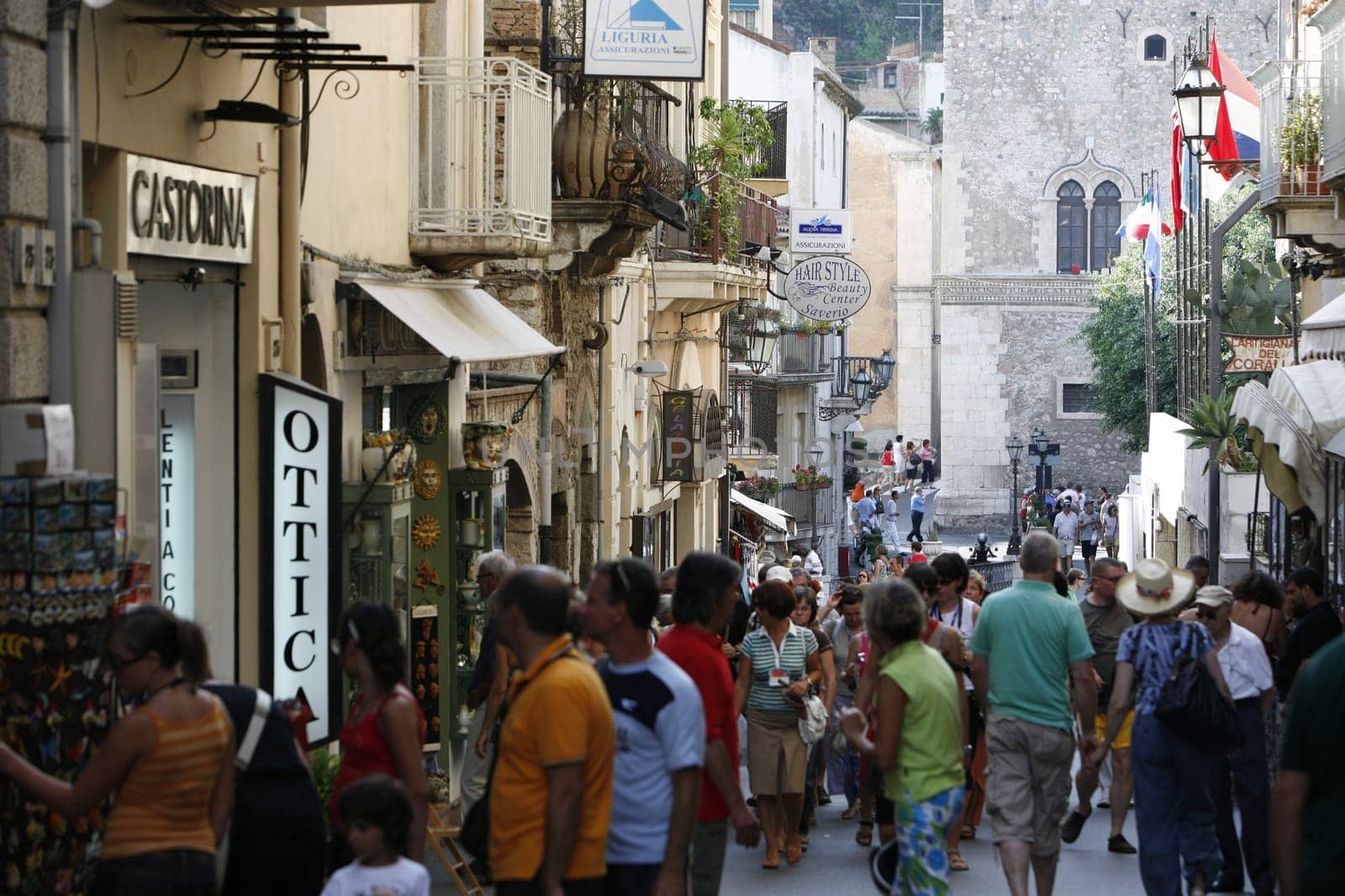 The old Town of Taormina in Sicily in south Italy in Europe.
