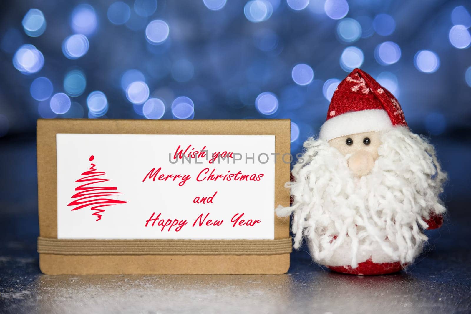 Santa Claus or Father Frost and Christmas greeting card