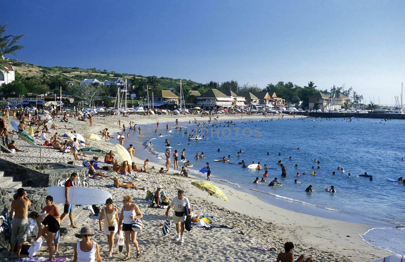a Beach near St Gilles les Bains on the Island of La Reunion in the Indian Ocean in Africa.