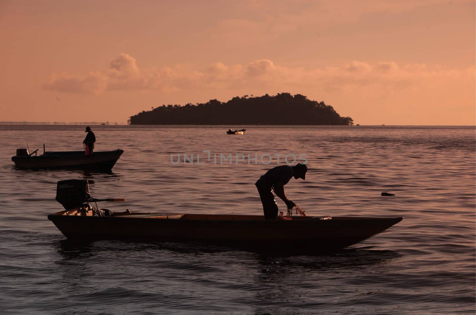 a fishermen on the coast near the city of Bandar seri Begawan in the country of Brunei Darussalam on Borneo in Southeastasia.