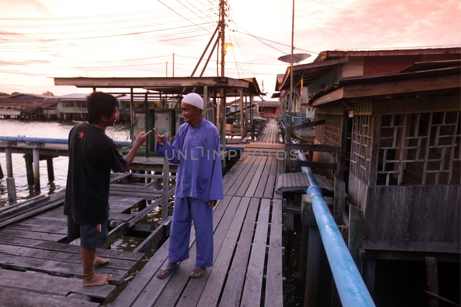 the water village and town of Kampung Ayer in the city of Bandar seri Begawan in the country of Brunei Darussalam on Borneo in Southeastasia.