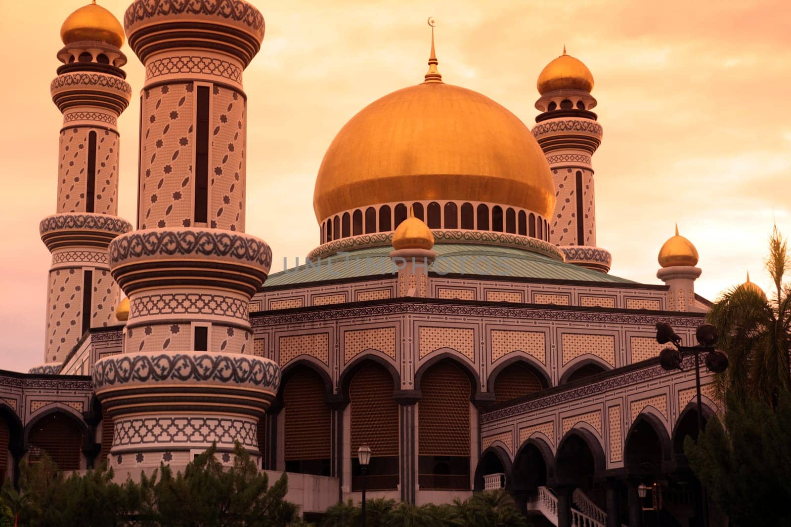 The Jame Asr Hassanil Bolkiah Mosque in the city of Bandar seri Begawan in the country of Brunei Darussalam on Borneo in Southeastasia.