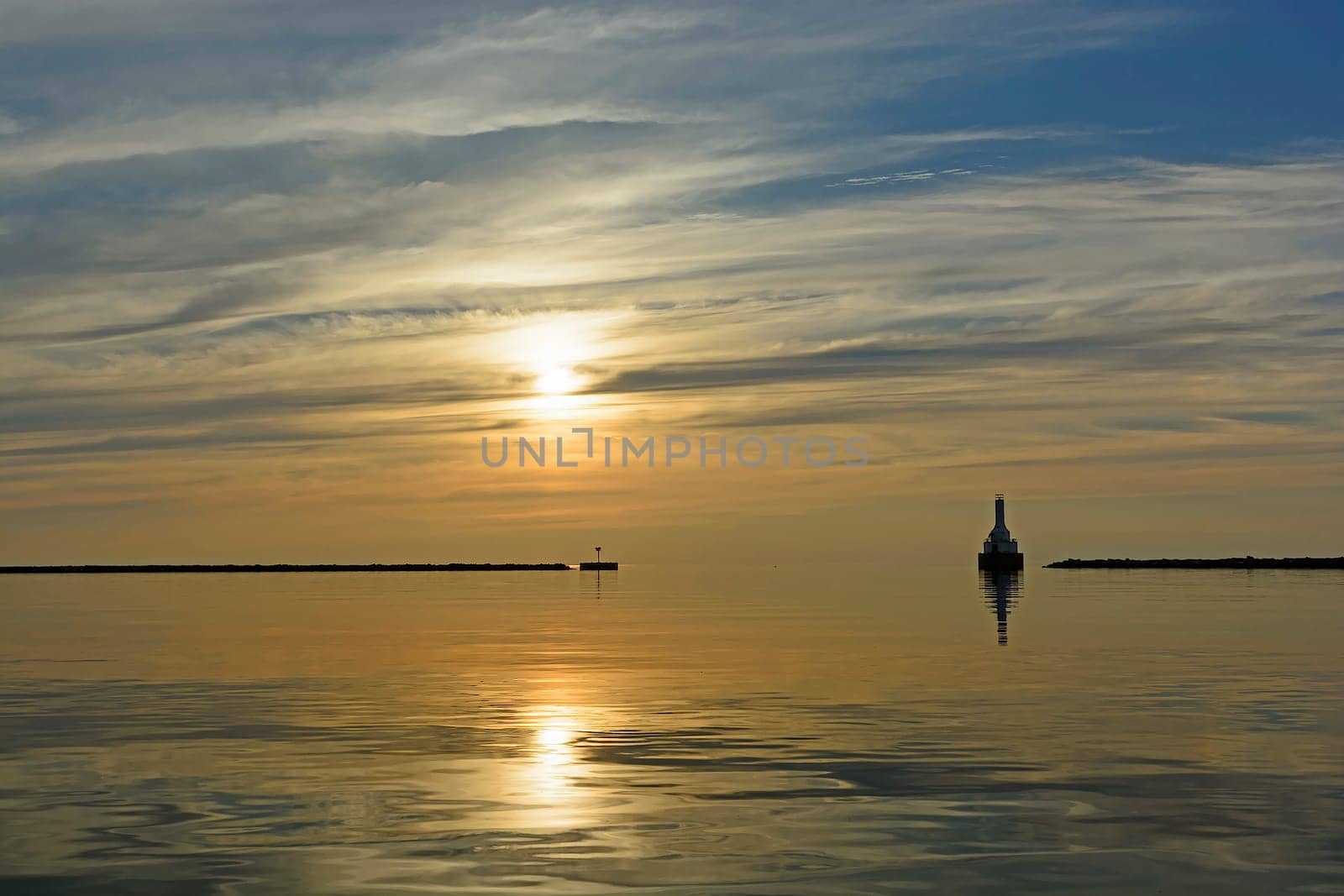 Sun and Calm in the Evening on Lake Superior near McLain State Park in Michigan