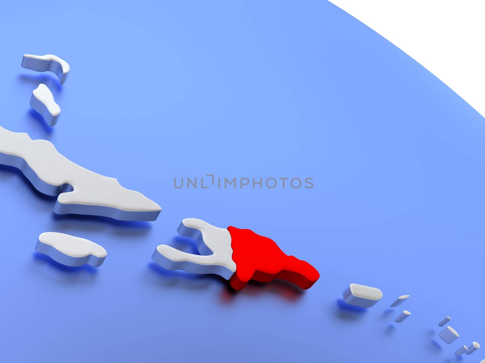 Map of Dominican Republic on elegant silver 3D globe with blue oceans. 3D illustration