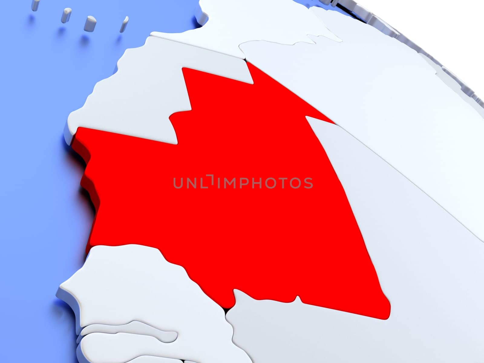 Map of Mauritania on elegant silver 3D globe with blue oceans. 3D illustration