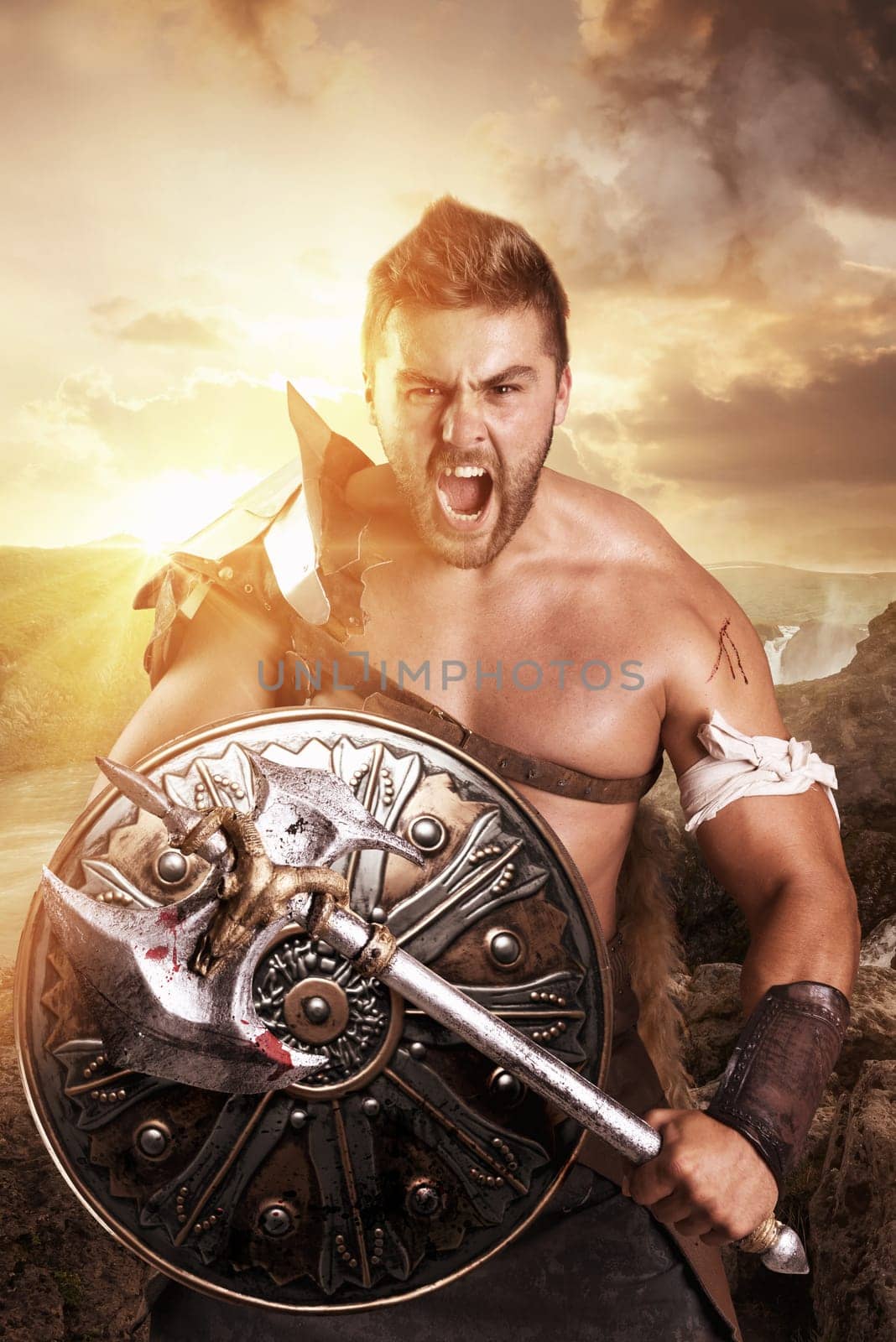 Ancient warrior or Gladiator ready to fight