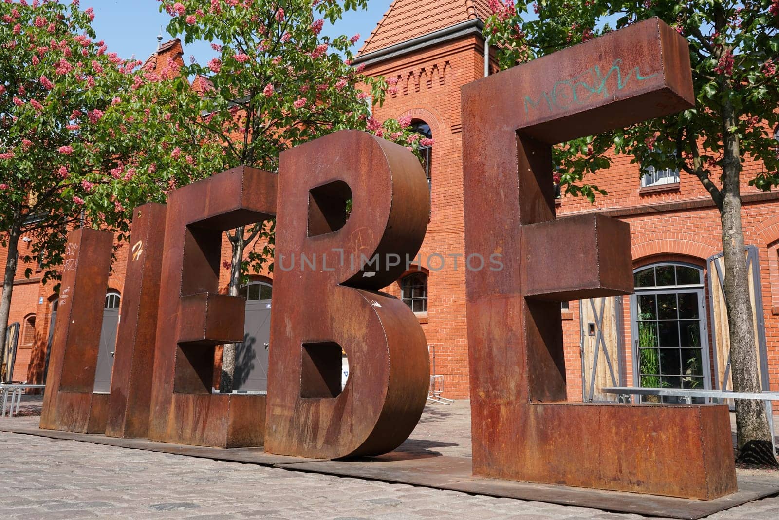 the lettering "Love"" on the grounds of the Kulturbrauerei in Berlin"