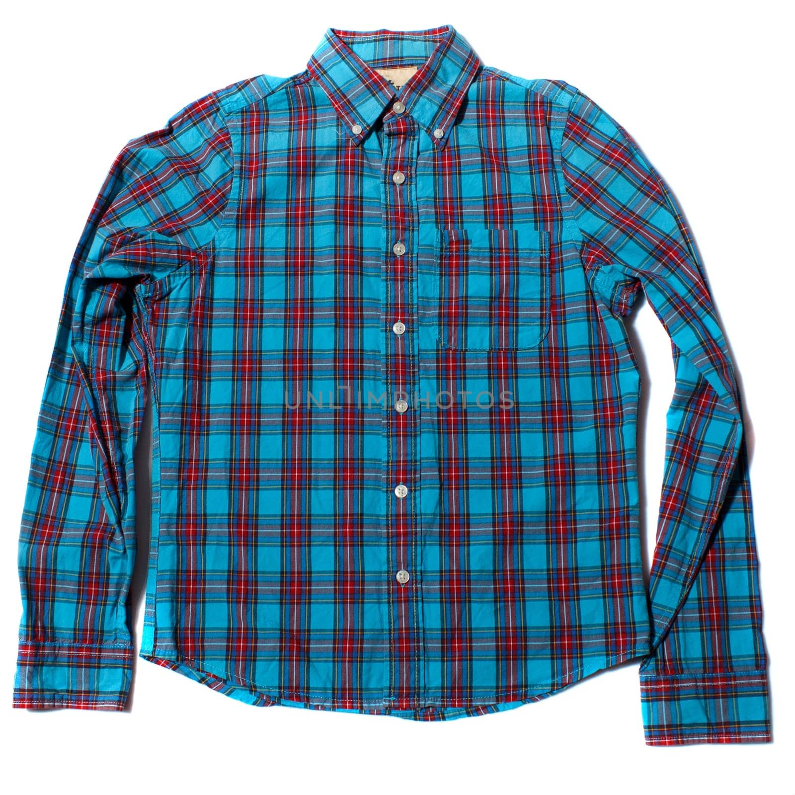 Red and blue checkered long sleeved shirt