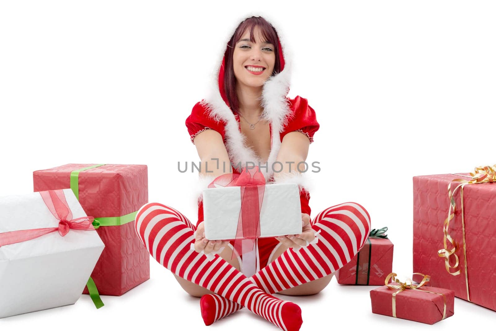 a beautiful sexy girl wearing santa claus clothes