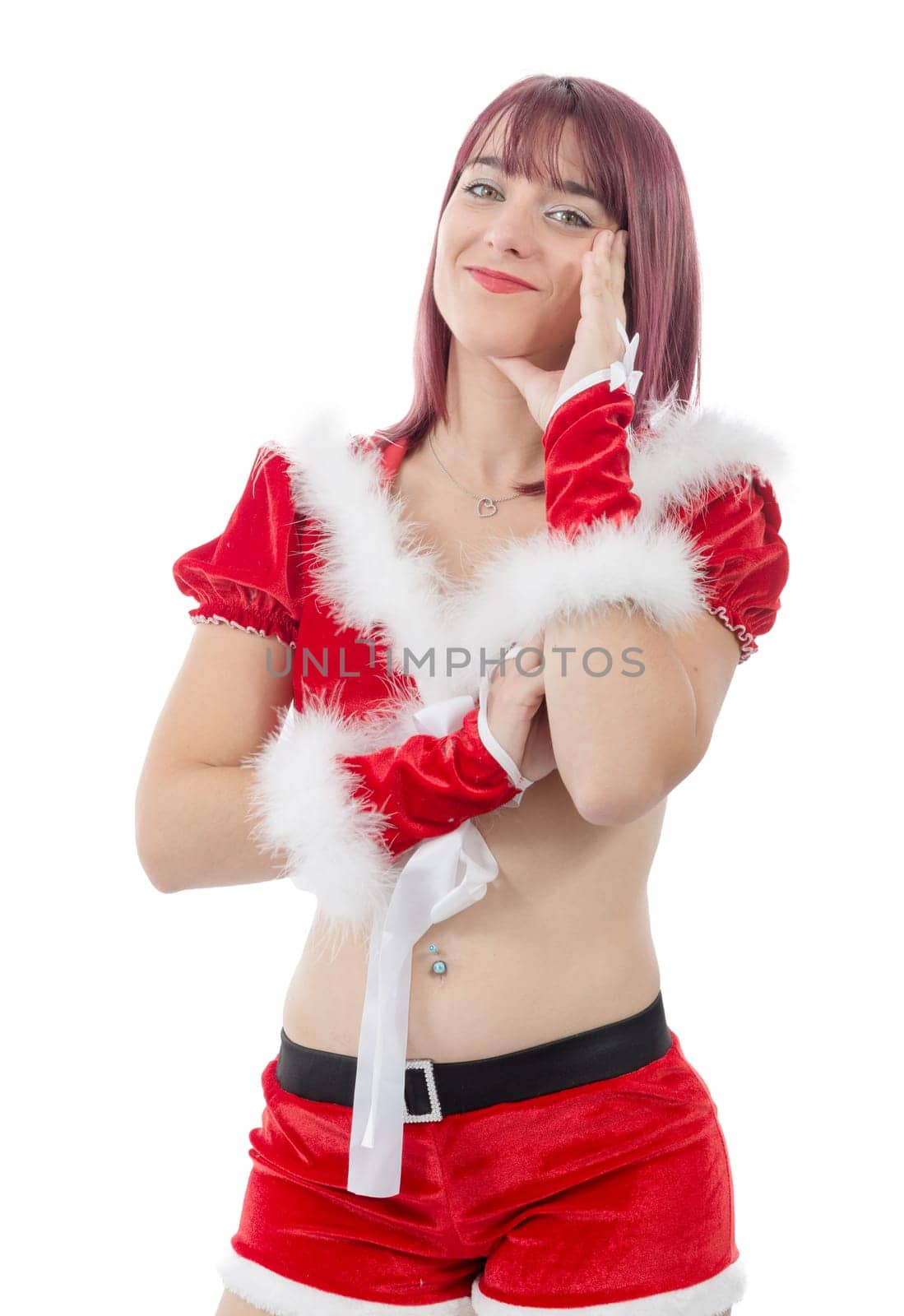 christmas. portrait of beautiful sexy girl wearing santa claus clothes