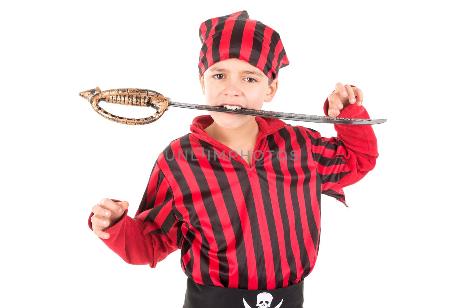 Young boy in pirate costume for Halloween
