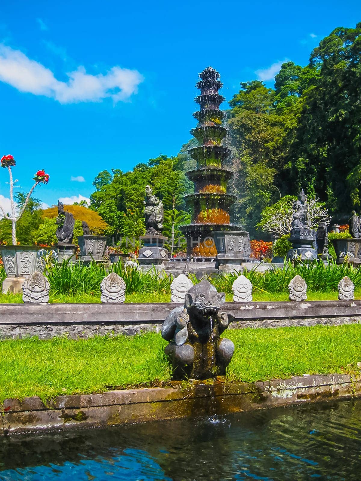 Bali, Indonesia - April 17, 2012: Tirtaganga water palace at Bali island at Indonesia