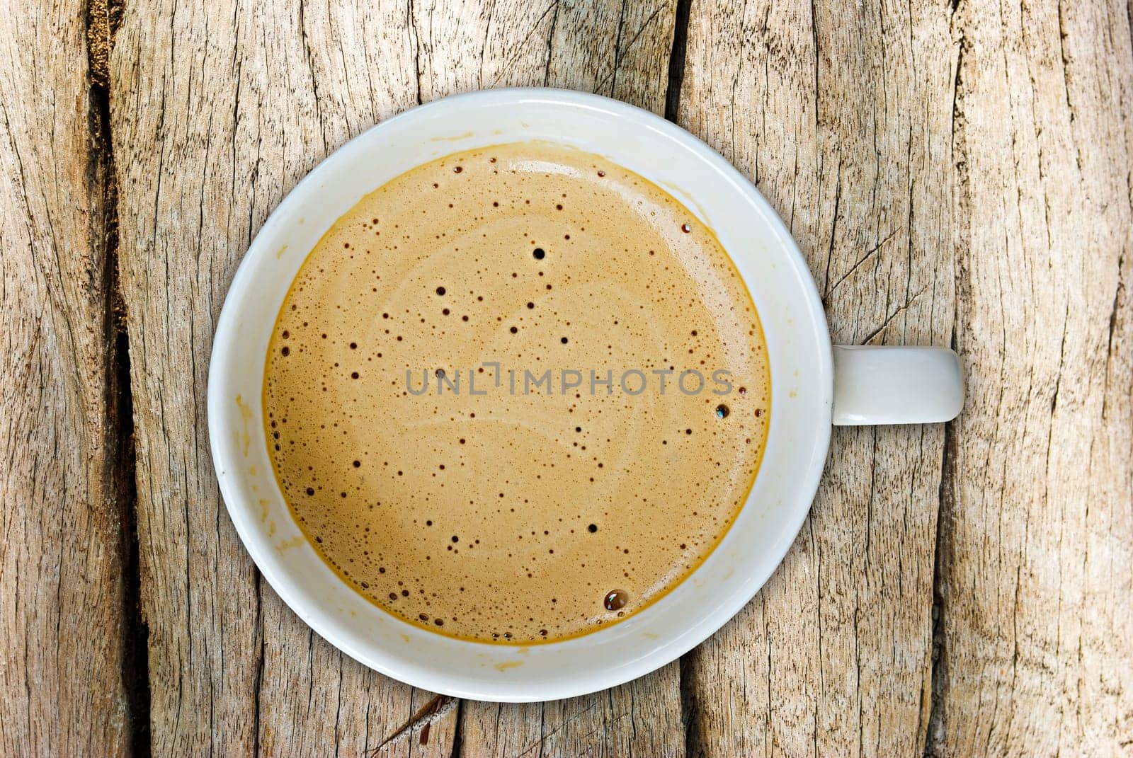 Top view of a cup of coffee