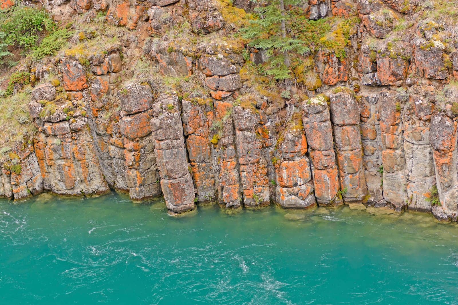 Eroded Basalt in a Miles Canyon on Yukon River in Canada