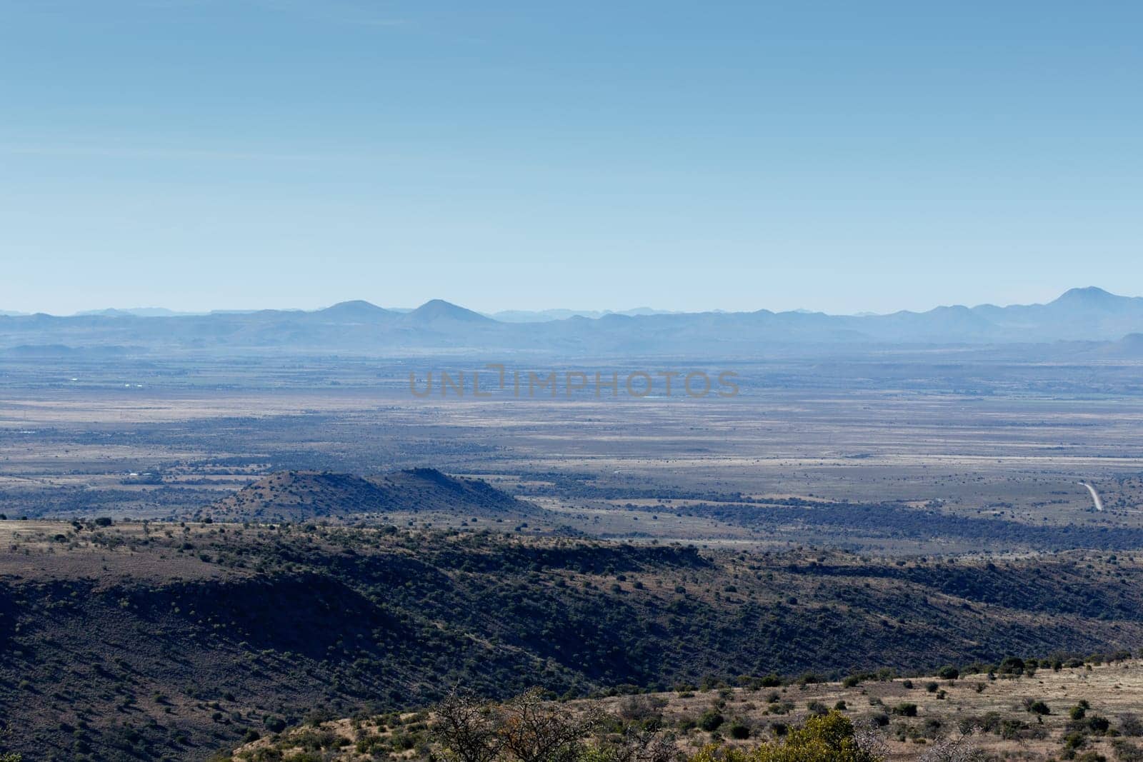 Green valley leading to the mountains in Mountain Zebra National Park.