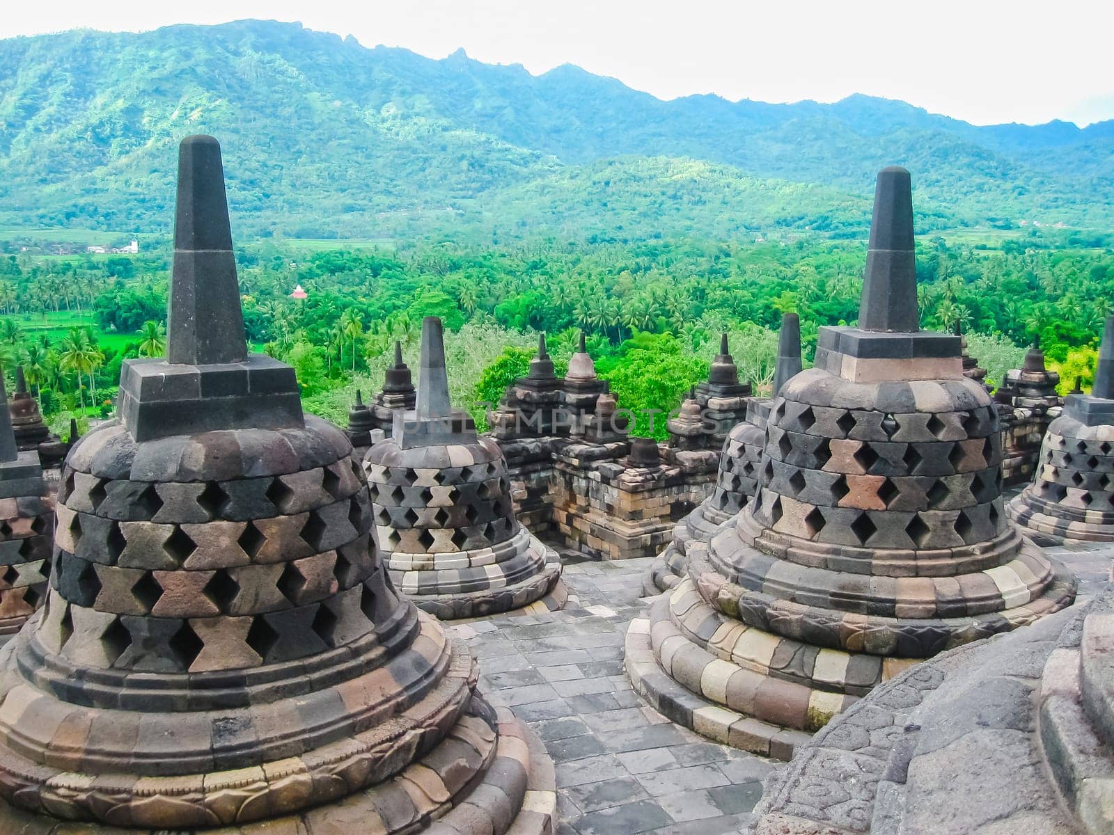 Stupas in Borobudur Temple, Central Java, Indonesia