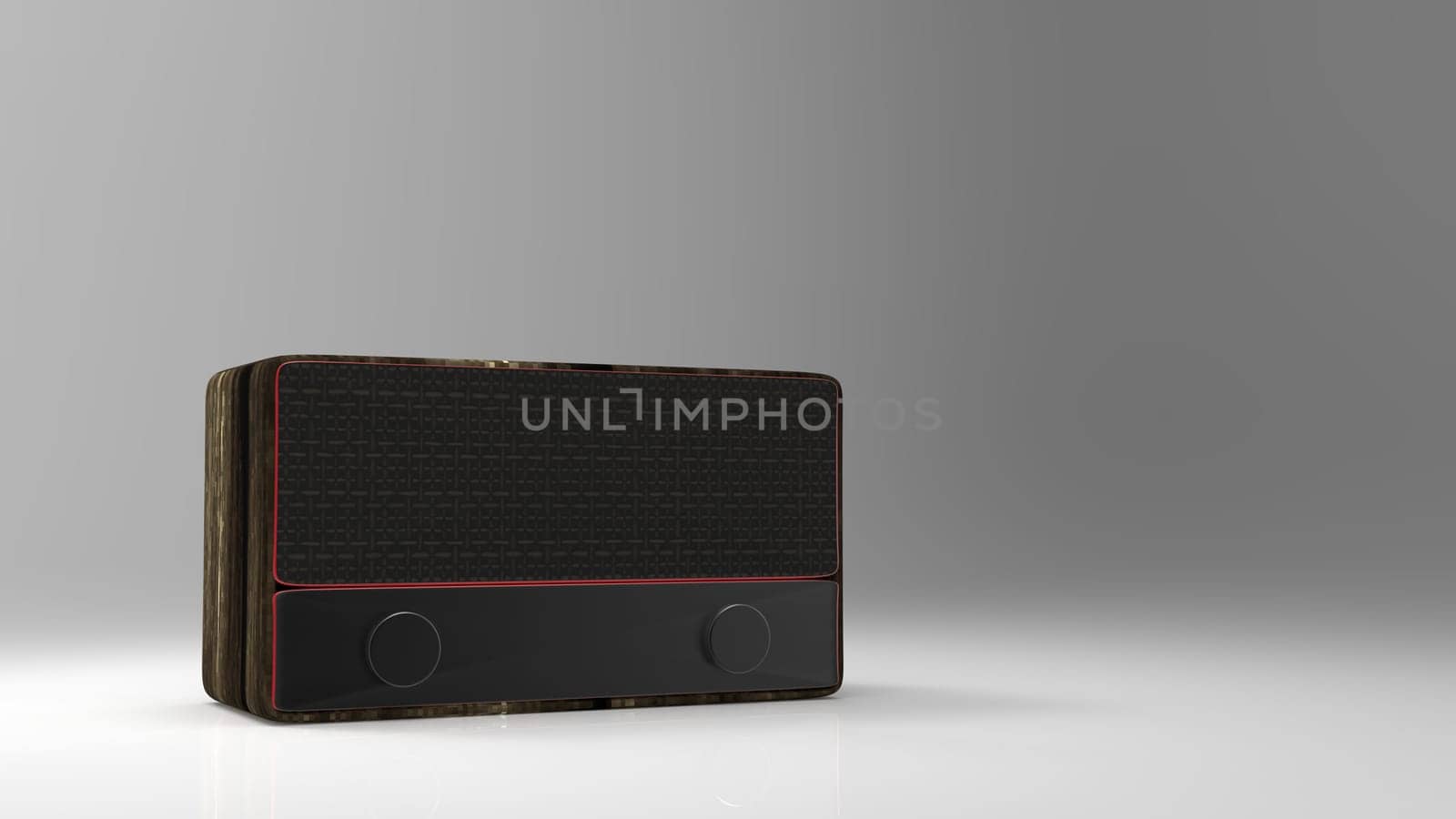 The 3d rendering vintage style digital radio with nice background color