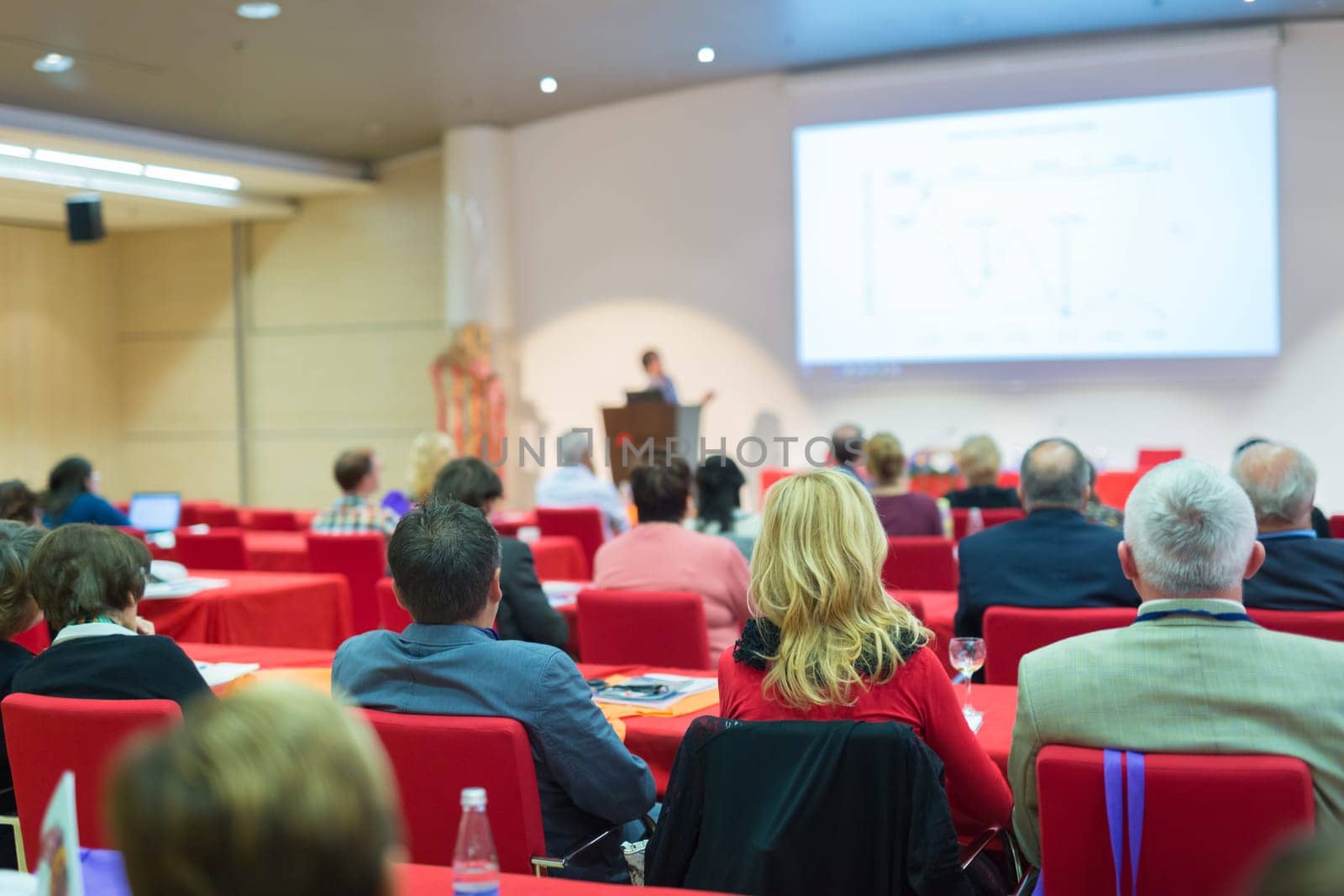 Speaker Giving a Talk at Business Meeting. Audience in the Conference Hall. Business and Entrepreneurship.