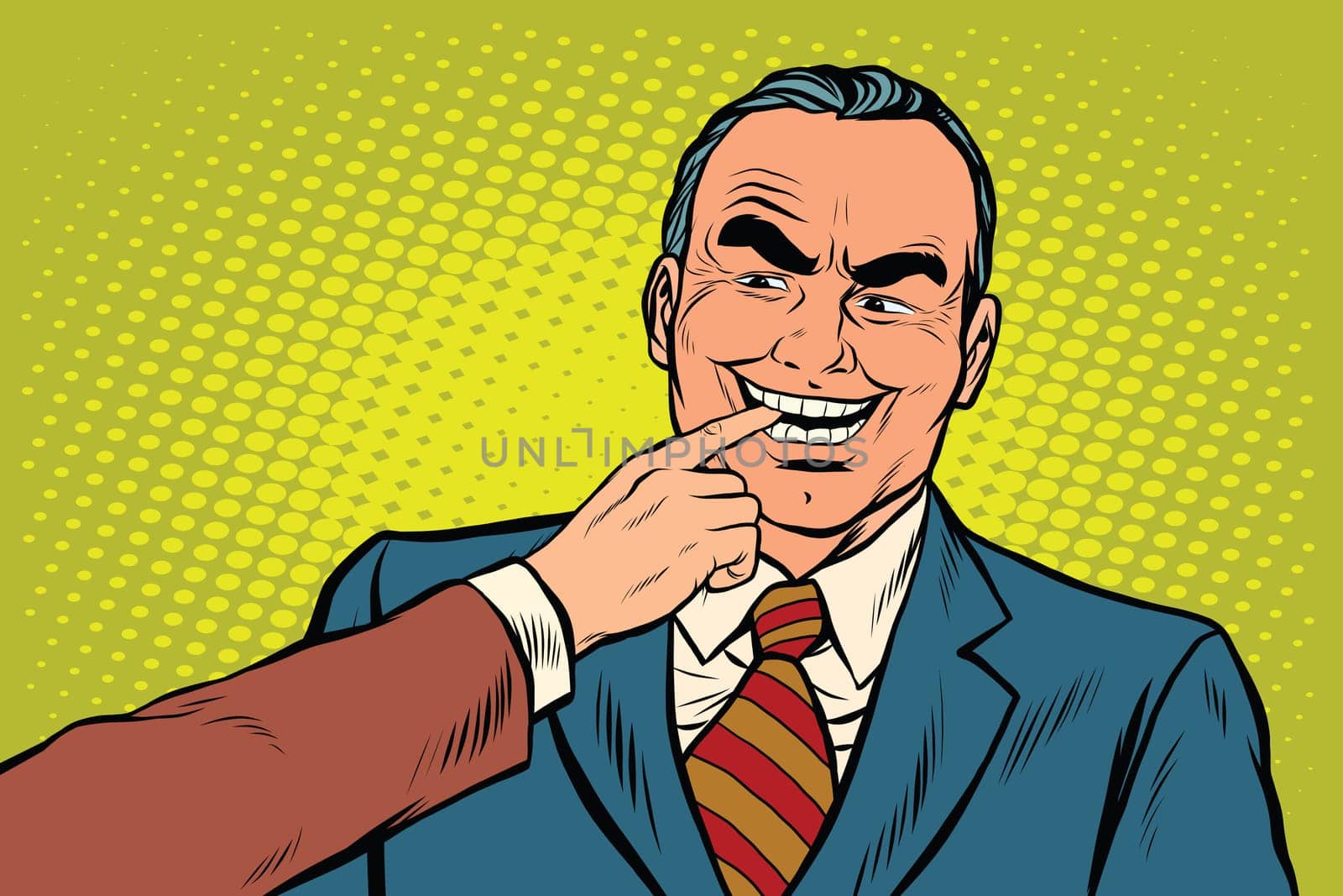 Boss bites the finger, pop art retro vector illustration