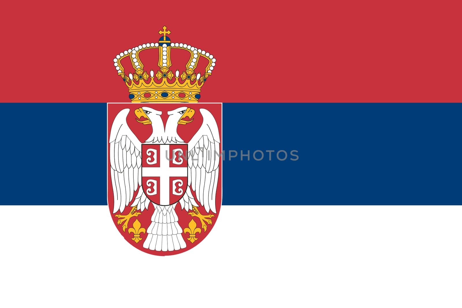 Serbian national official flag. Patriotic symbol, banner, element, background. Accurate dimensions. Flag of Serbia in correct size and colors, vector illustration