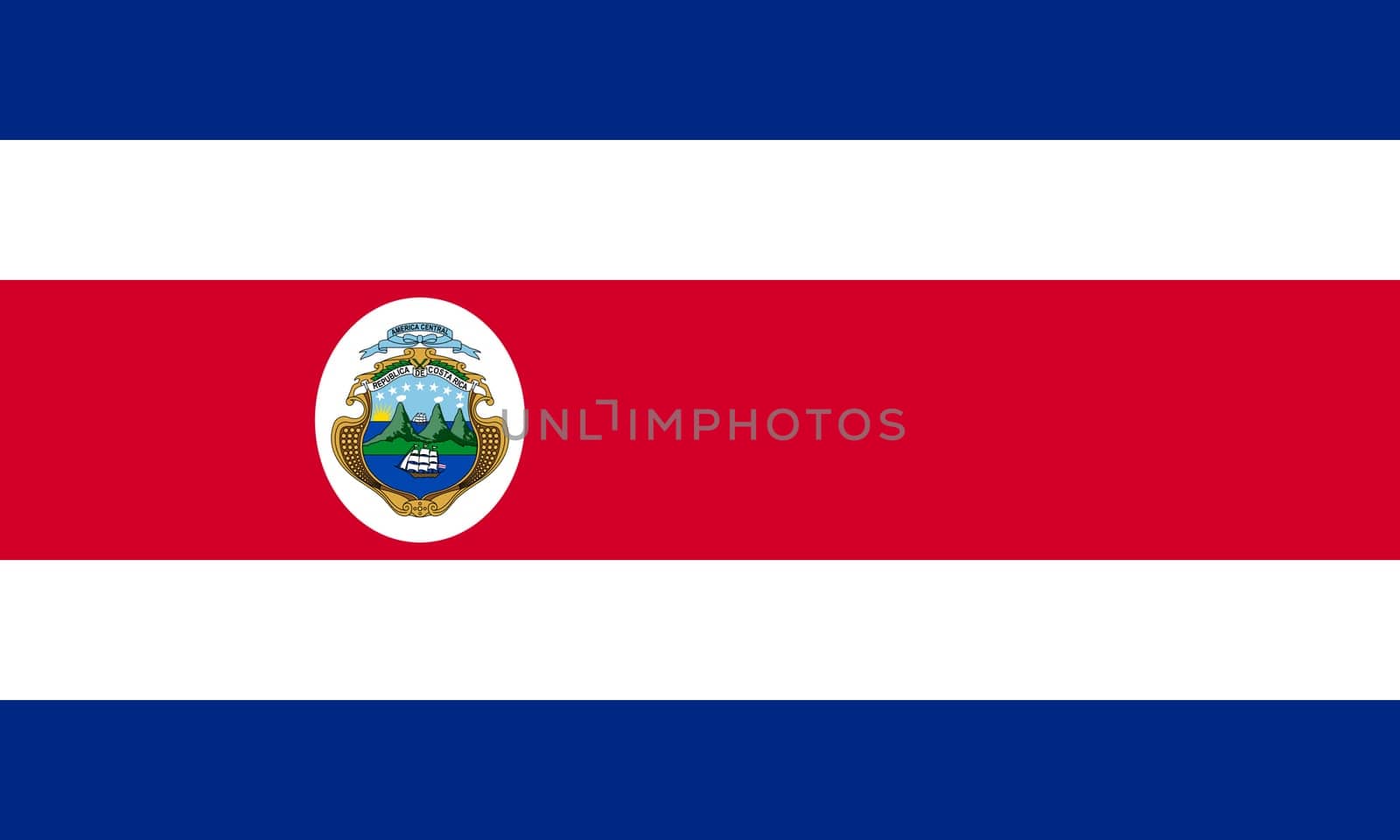 Costa Rican national official flag. Patriotic symbol, banner, element, background. Accurate dimensions. Flag of Costa Rica in correct size and colors, vector illustration