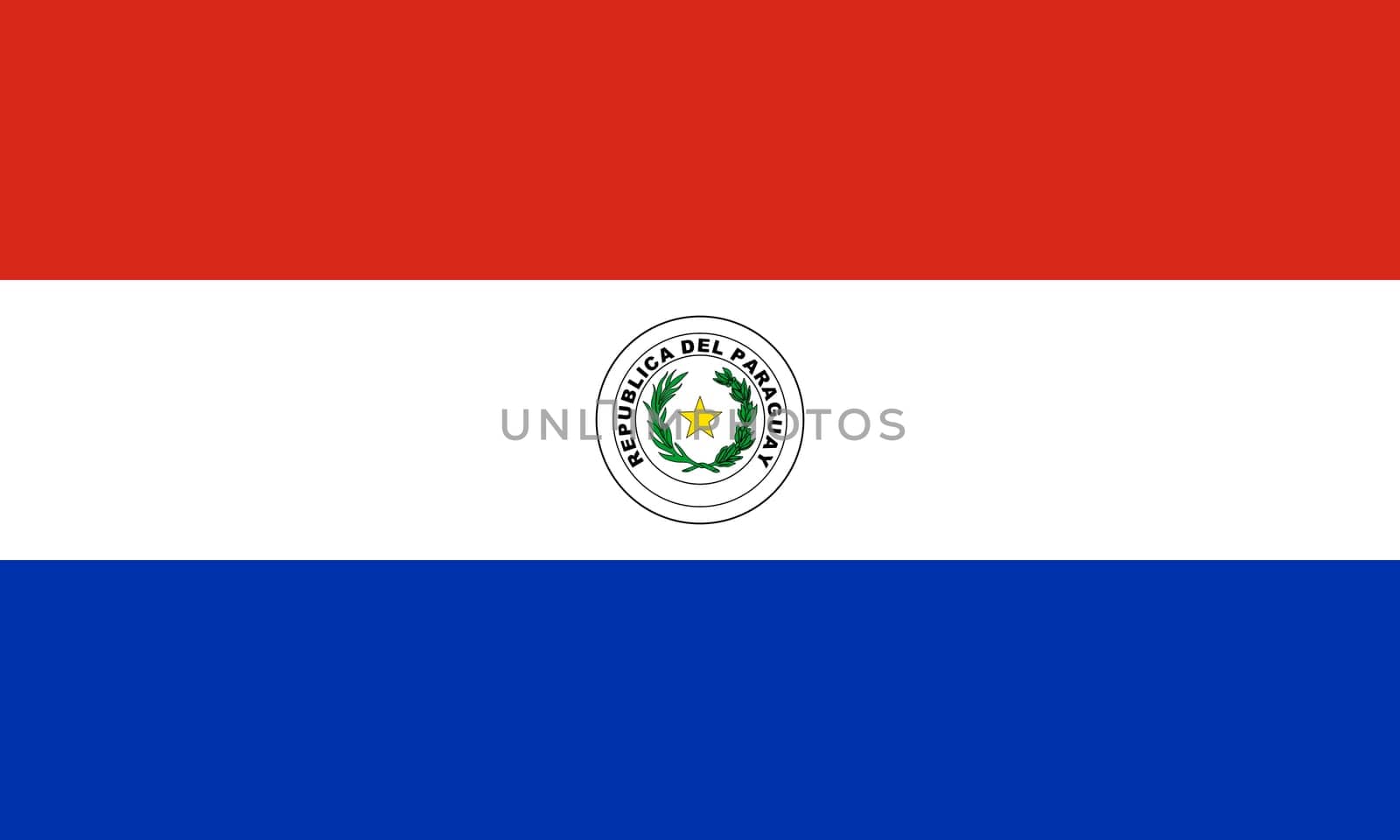 Paraguayan national official flag. Patriotic symbol, banner, element, background. Accurate dimensions. Flag of Paraguay in correct size and colors, vector illustration
