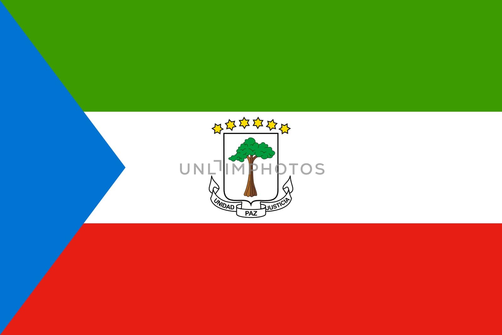 Equatorial Guinean national official flag. African patriotic symbol, banner, element, background. Flag of Equatorial Guinea in correct size and colors, vector illustration